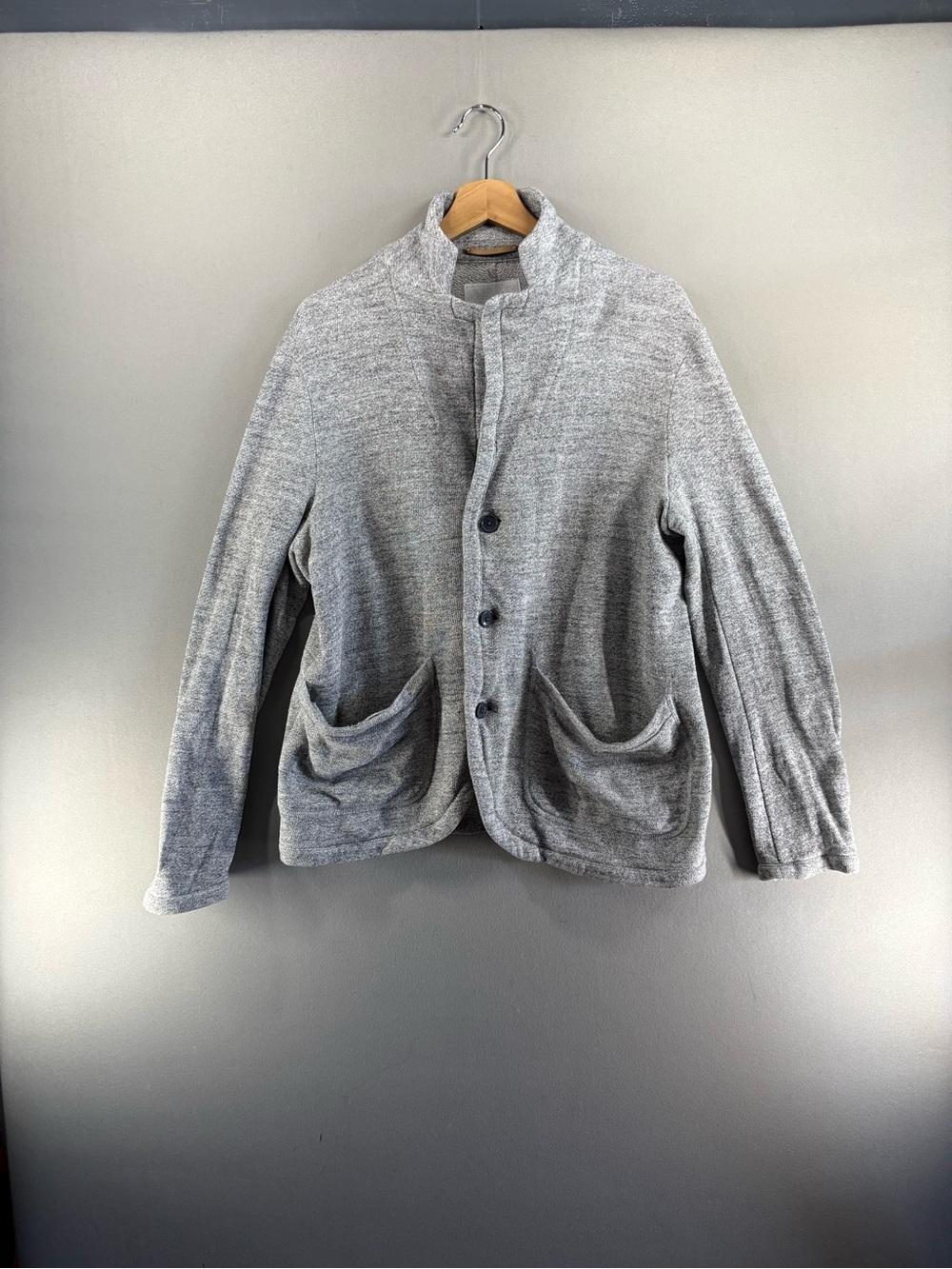 Nanamica Men Tailored Japan Jacket Size Medium Gray Cardigan Sweater Button